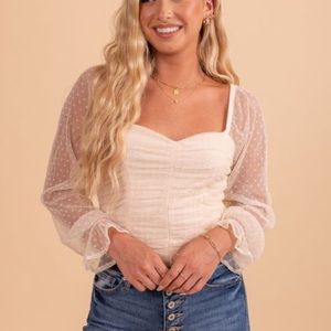 Bella Ella puff sleeve sheer bodysuit Swiss dot